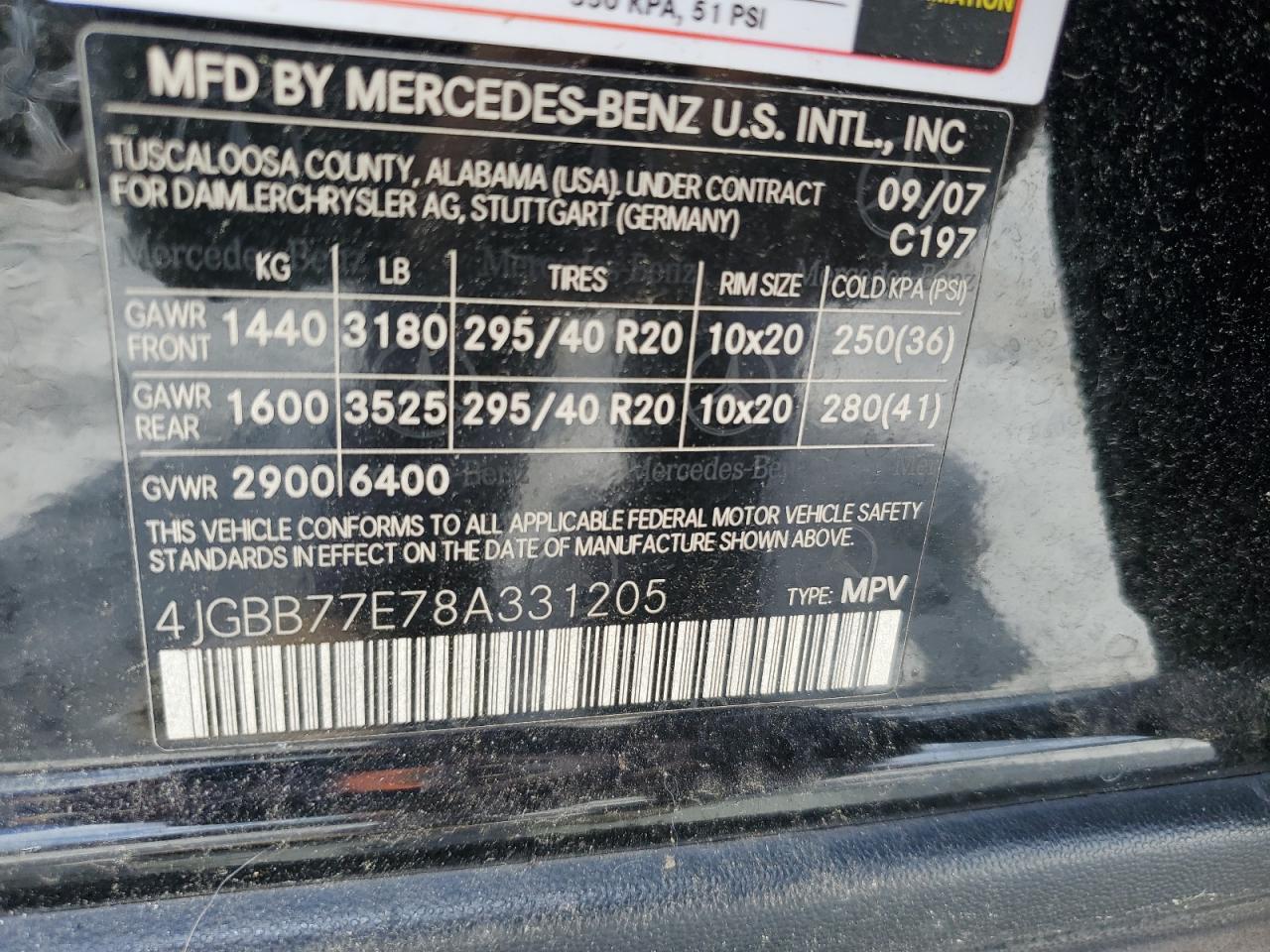 2008 Mercedes-benz Ml 63 Amg   Черный vin: 4JGBB77E78A331205