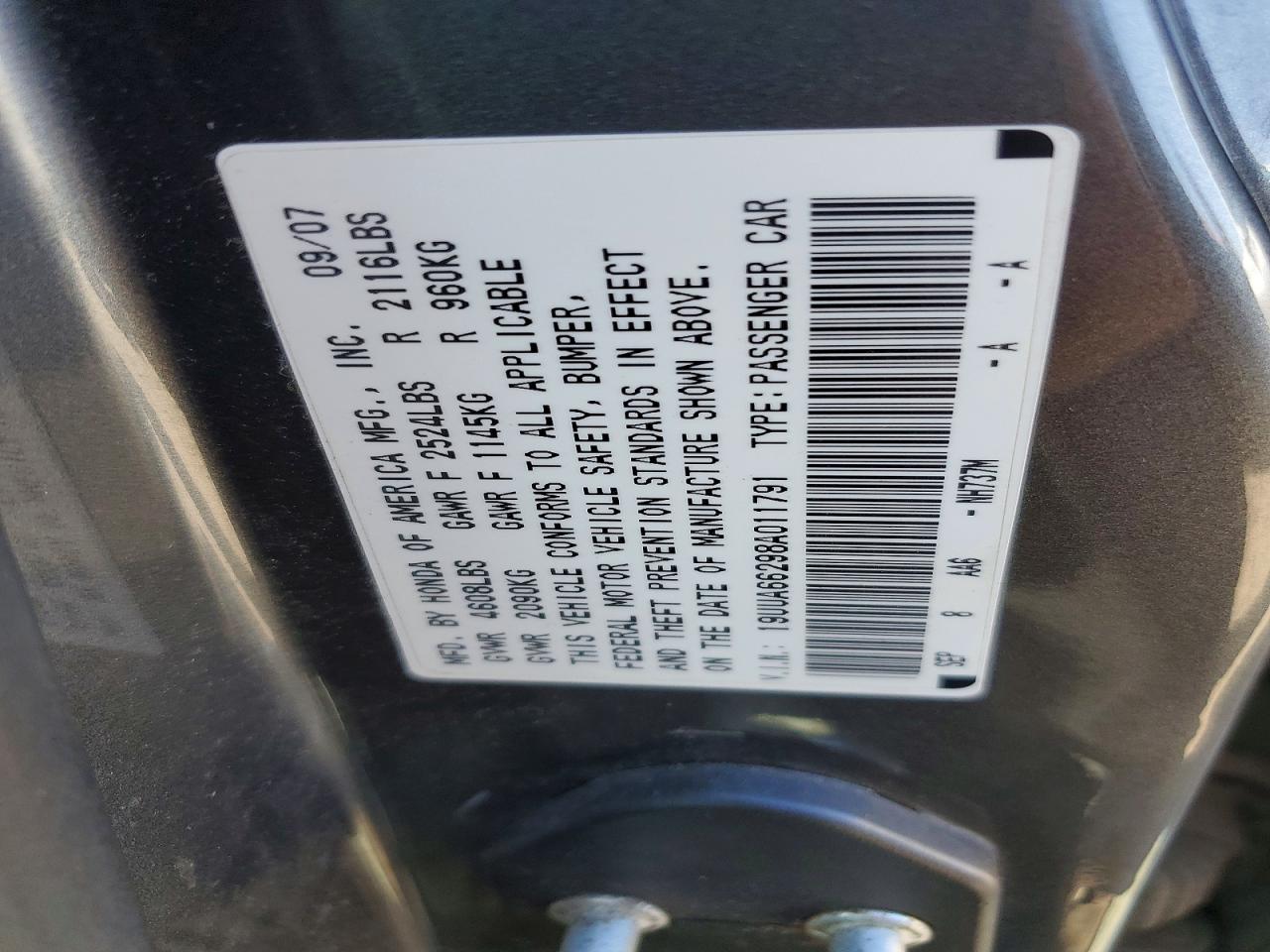 2008 Acura Tl Gray vin: 19UUA66298A011791