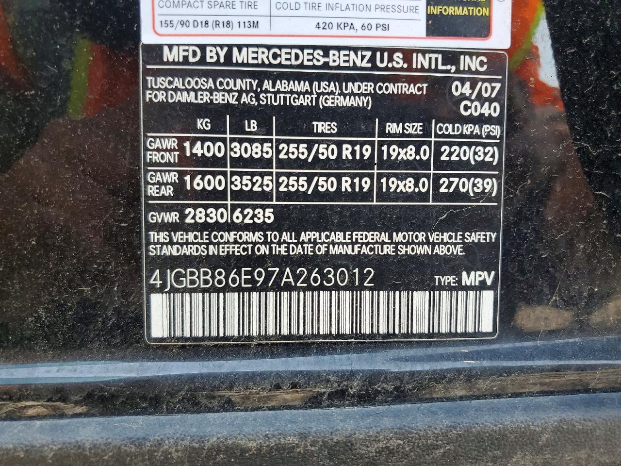 2007 Mercedes-benz Ml 350 Черный vin: 4JGBB86E97A263012