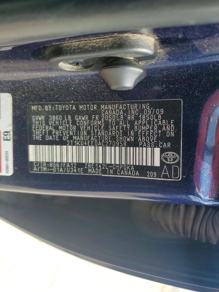 2010 Toyota Matrix Base Blue vin: 2T1KU4EE0AC270958