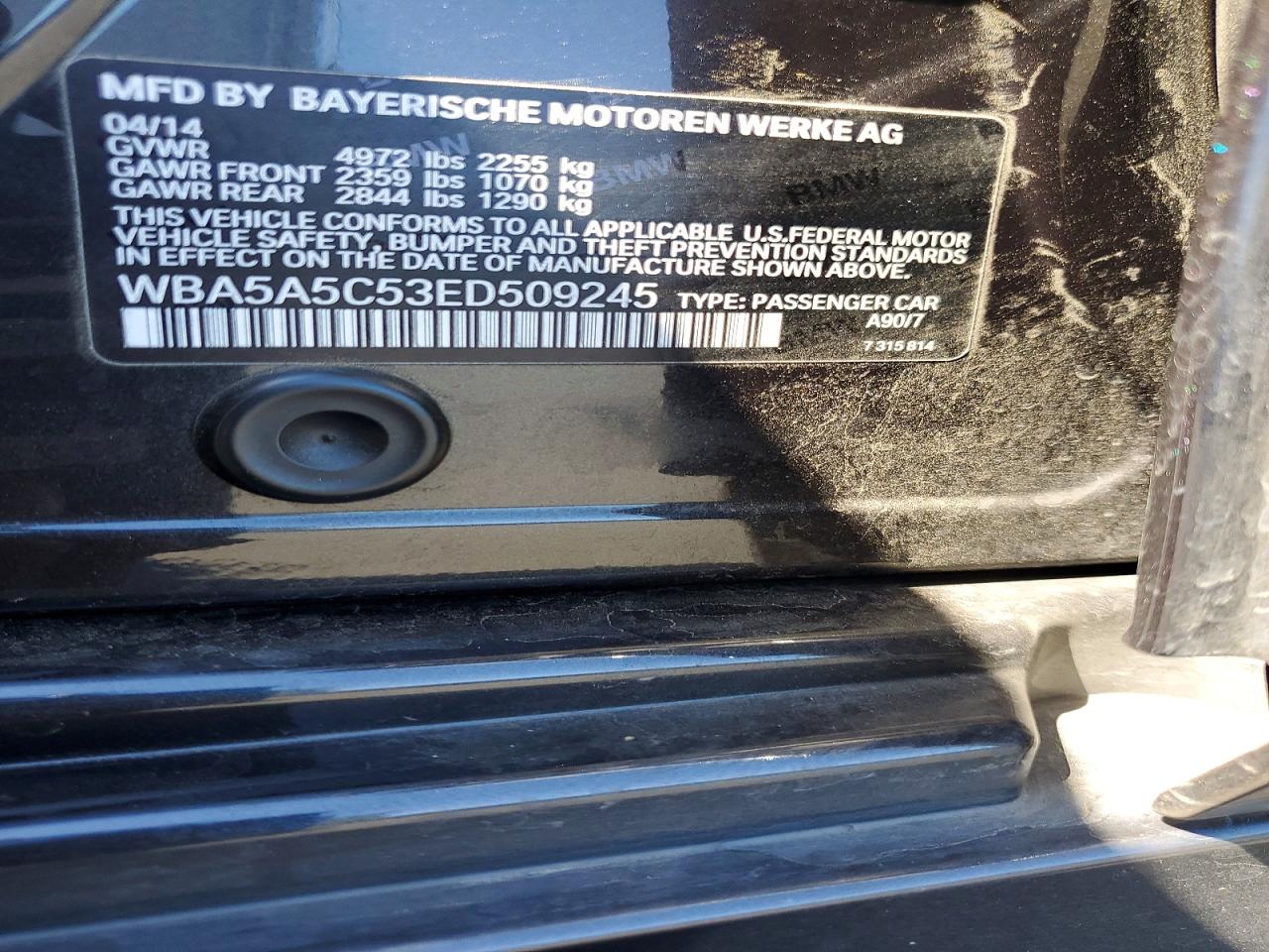 2014 Bmw 528 I Charcoal vin: WBA5A5C53ED509245