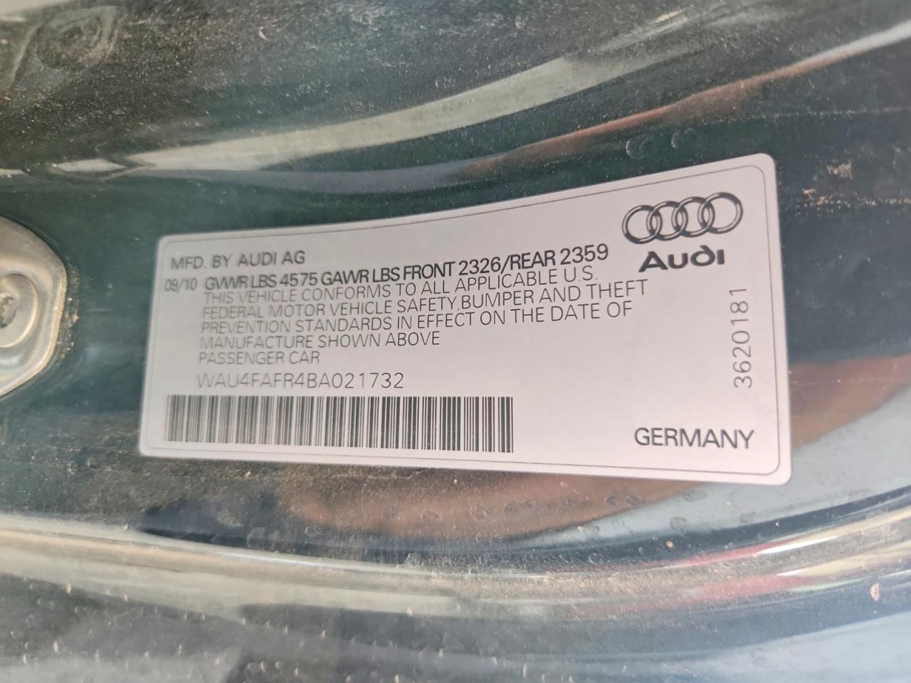 2011 Audi A5 Prestige Black vin: WAU4FAFR4BA021732