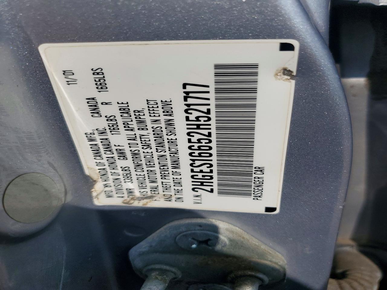 2002 Honda Civic Lx Серебряный vin: 2HGES16652H521717