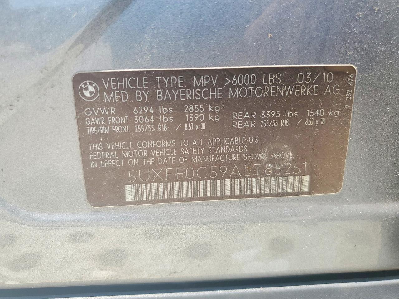 2010 Bmw X5 Xdrive35d Gray vin: 5UXFF0C59ALT85251