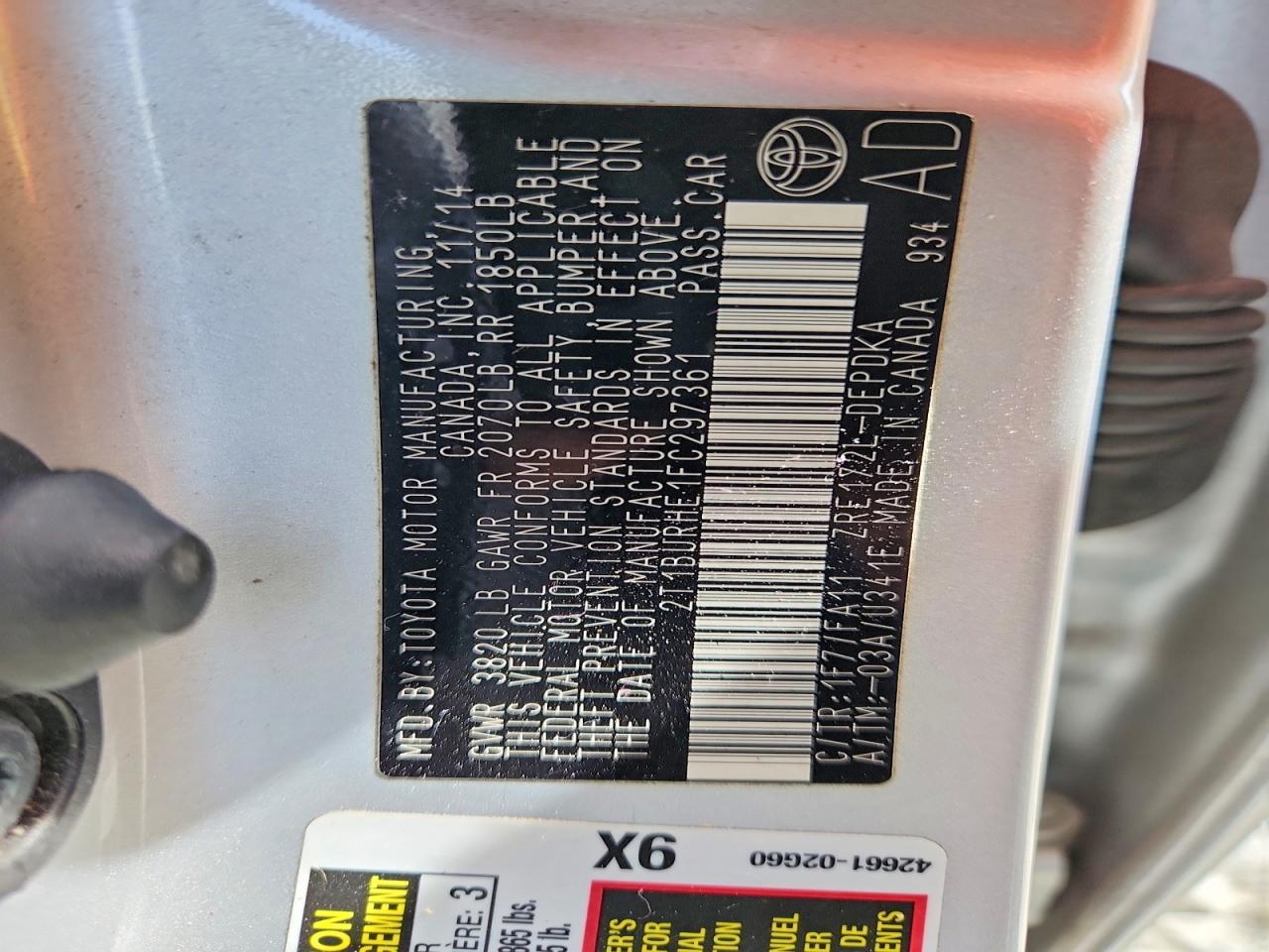2015 Toyota Corolla L Silver vin: 2T1BURHE1FC297361