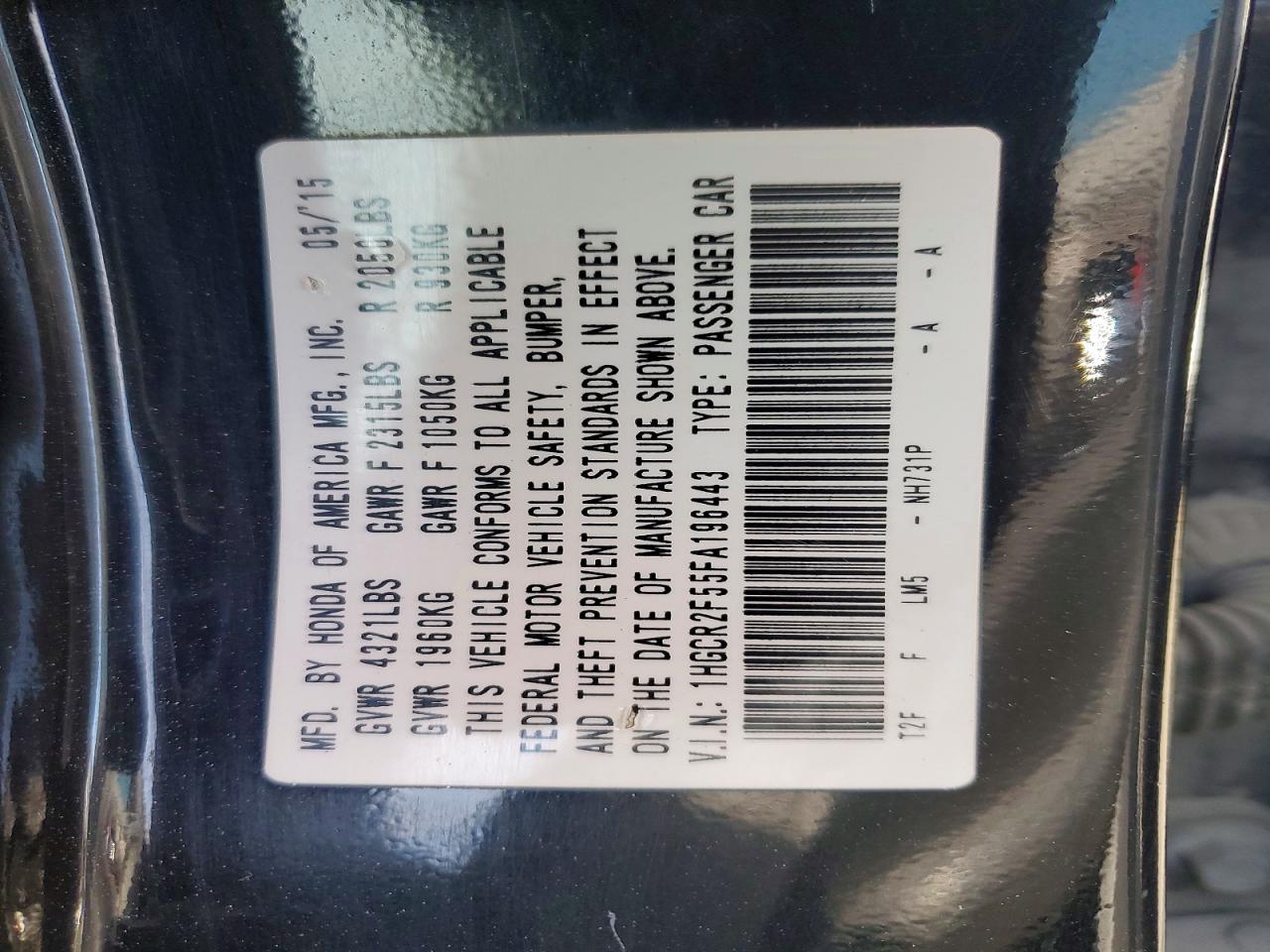 2015 Honda Accord Sport Black vin: 1HGCR2F55FA196443