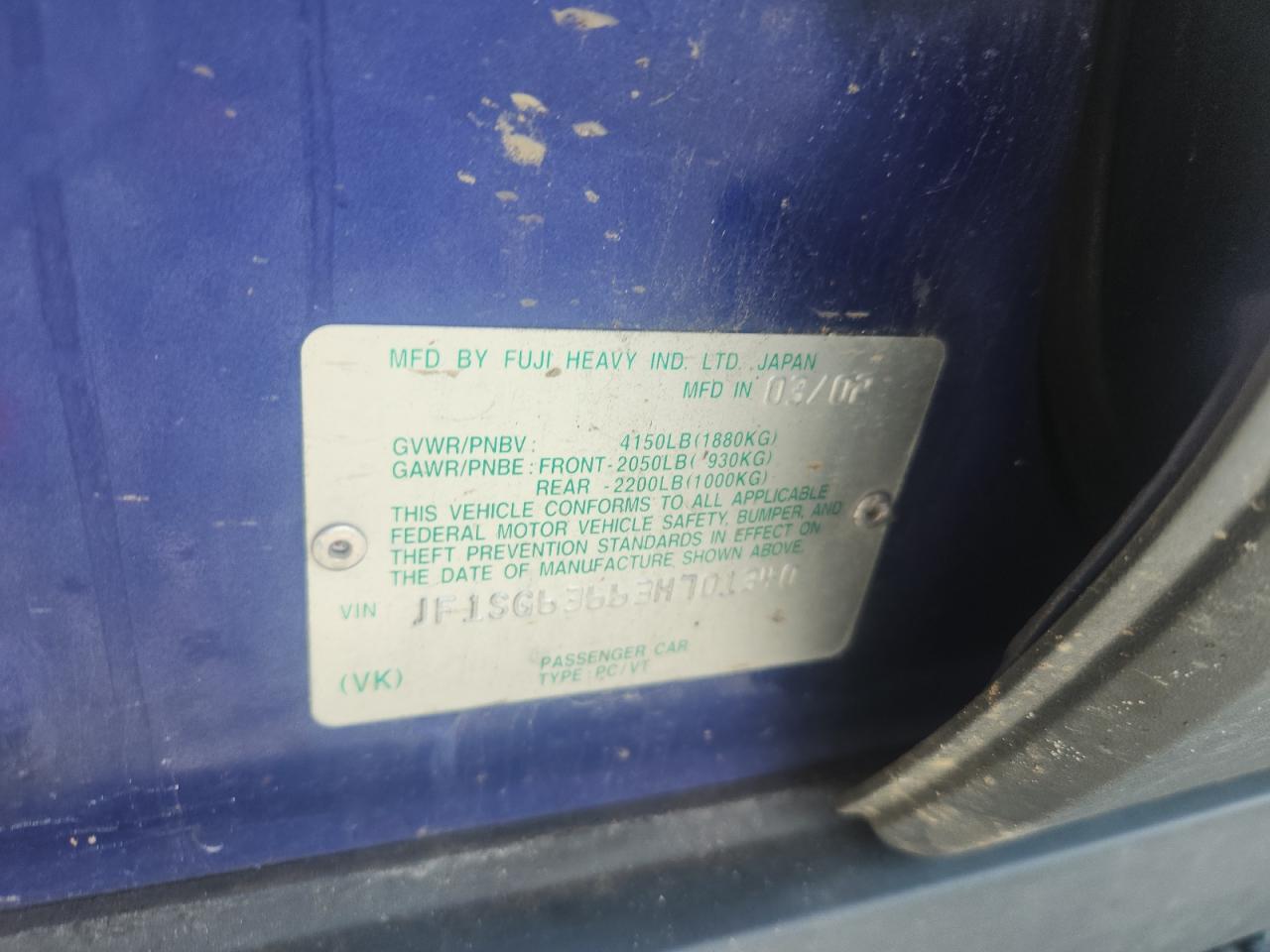 2003 Subaru Forester 2.5x Синий vin: JF1SG63663H701340