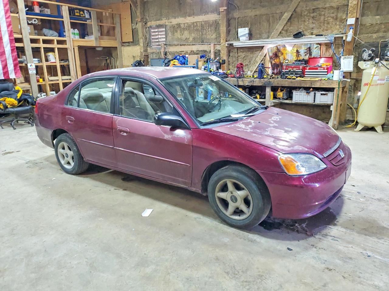 2002 Honda Civic Lx Бордовый vin: 1HGES16502L074806