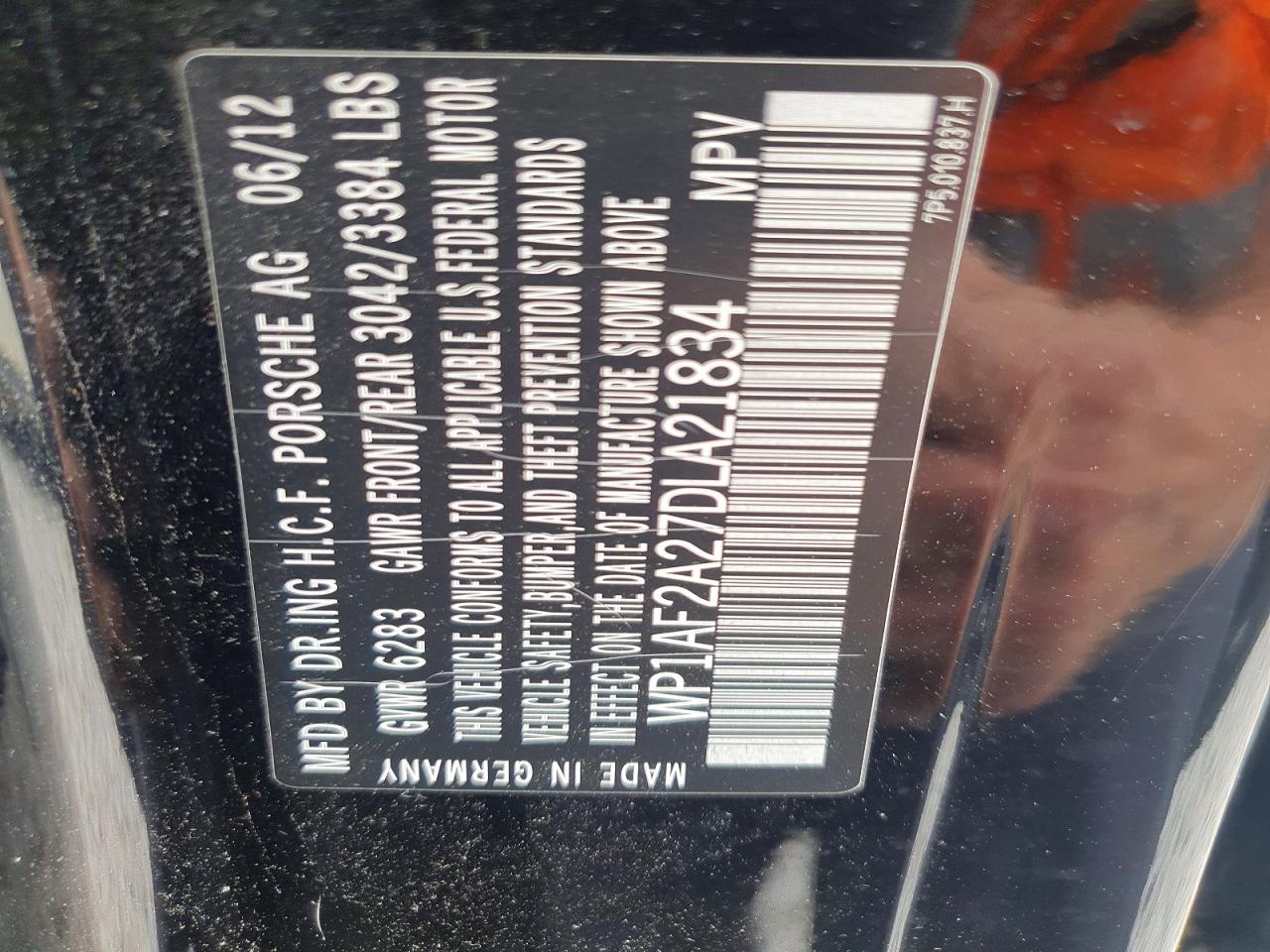 2013 Porsche Cayenne Black vin: WP1AF2A27DLA21834