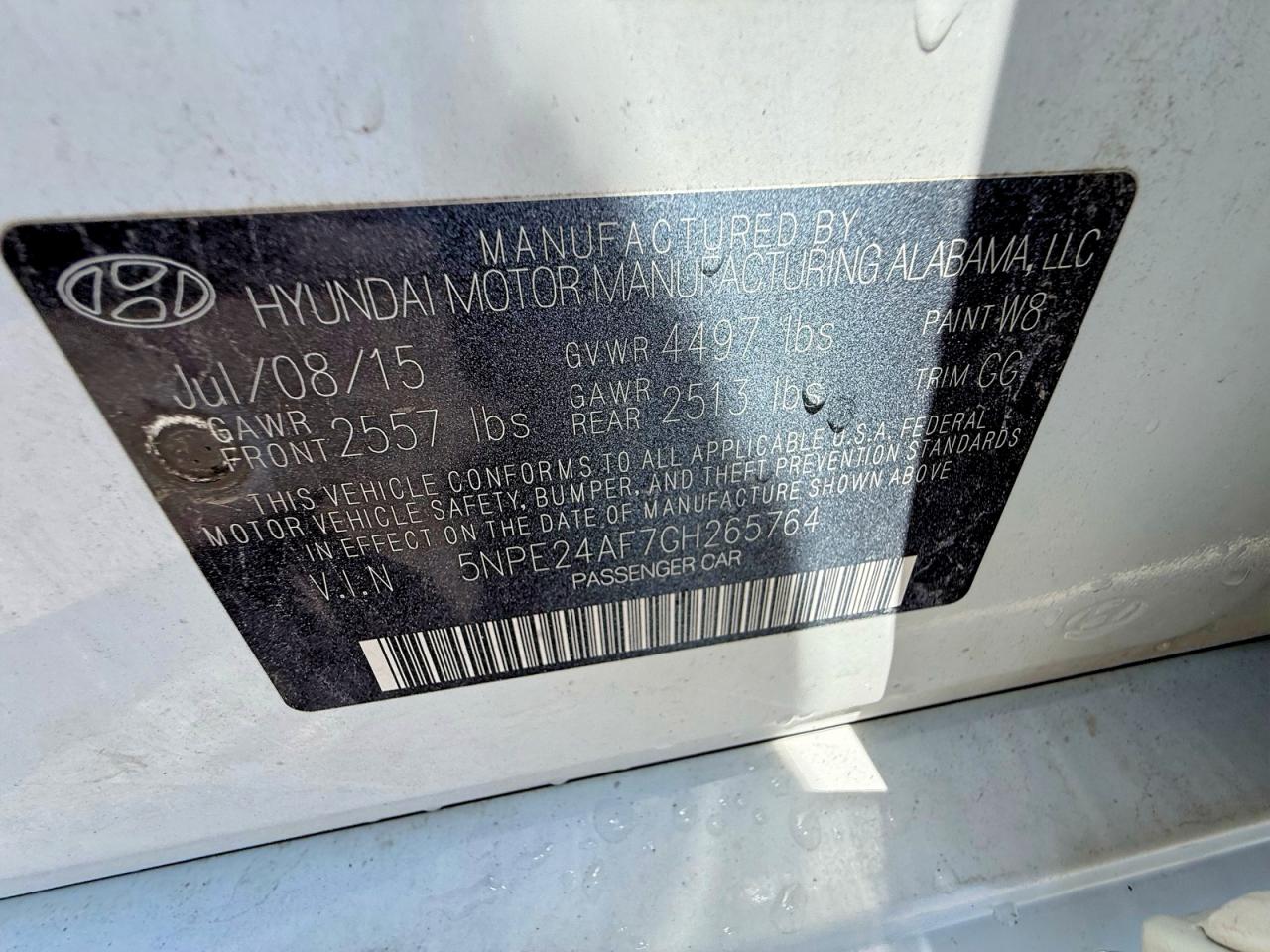 2016 Hyundai Sonata Se White vin: 5NPE24AF7GH265764