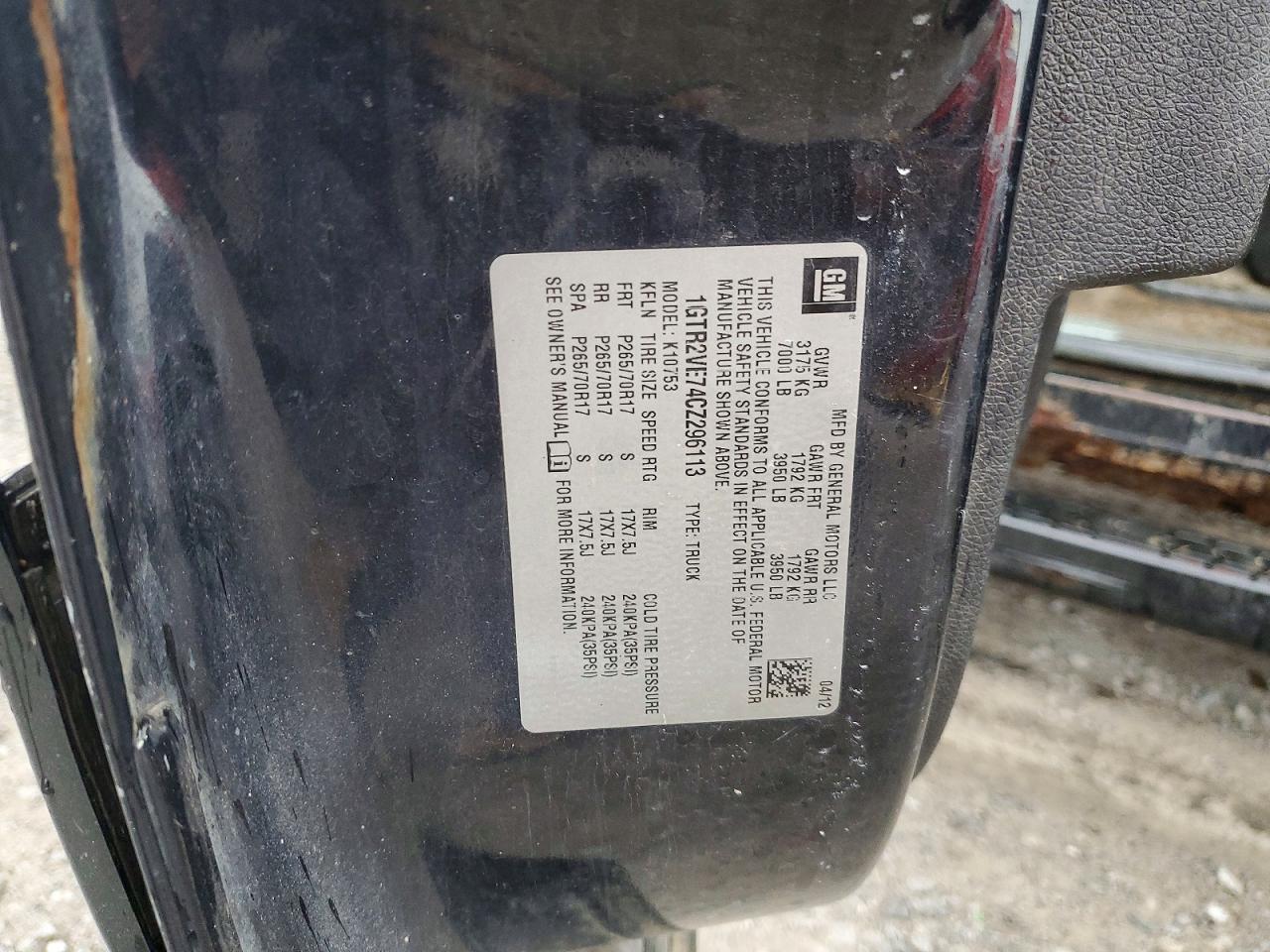 2012 Gmc Sierra K1500 Sle Черный vin: 1GTR2VE74CZ296113