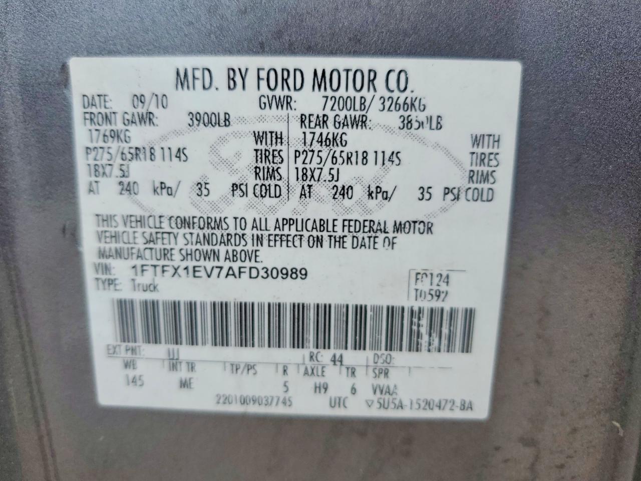 2010 Ford F150 Super Cab Gray vin: 1FTFX1EV7AFD30989