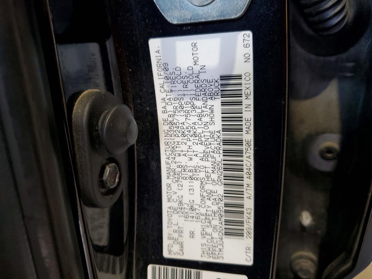 2010 Toyota Tacoma Double Cab Prerunner Black vin: 3TMJU4GNXAM095702