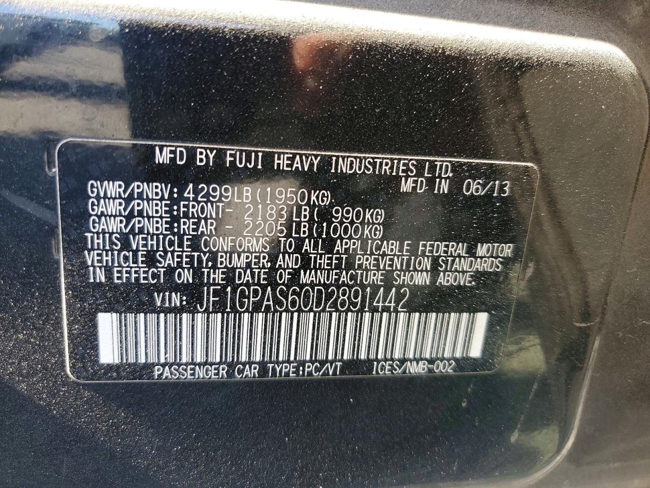 2013 Subaru Impreza Sport Limited Black vin: JF1GPAS60D2891442