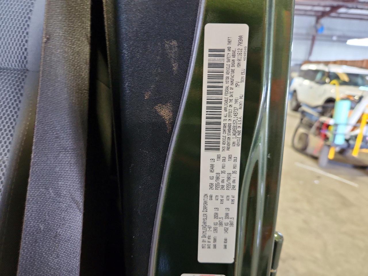 2007 Jeep Wrangler Sahara Green vin: 1J4GA59157L149737