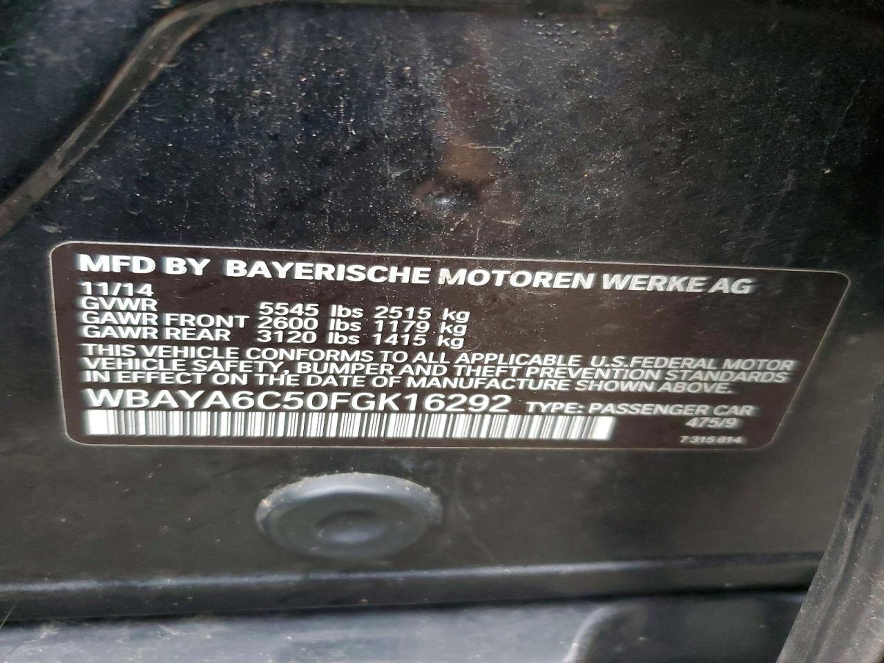 2015 Bmw 740 I Black vin: WBAYA6C50FGK16292