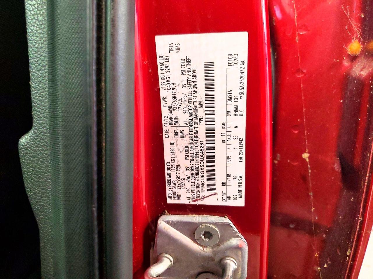 2013 Ford Escape Se Red vin: 1FMCU9GX5DUA45261