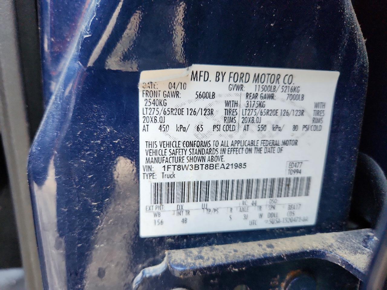 2011 Ford F350 Super Duty Blue vin: 1FT8W3BT8BEA21985