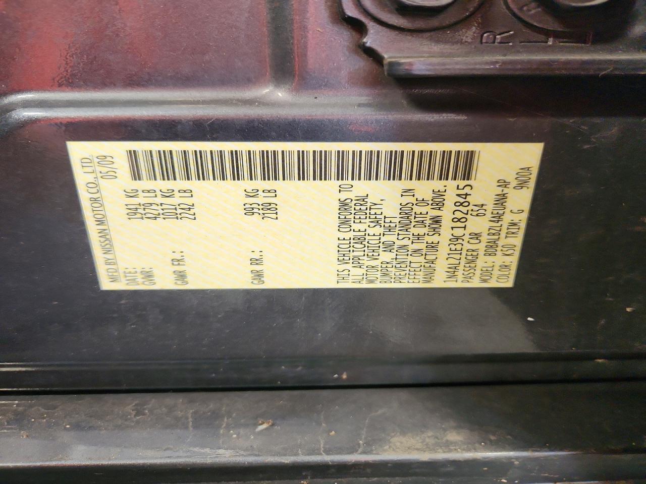 2009 Nissan Altima 2.5 Gray vin: 1N4AL21E39C182845