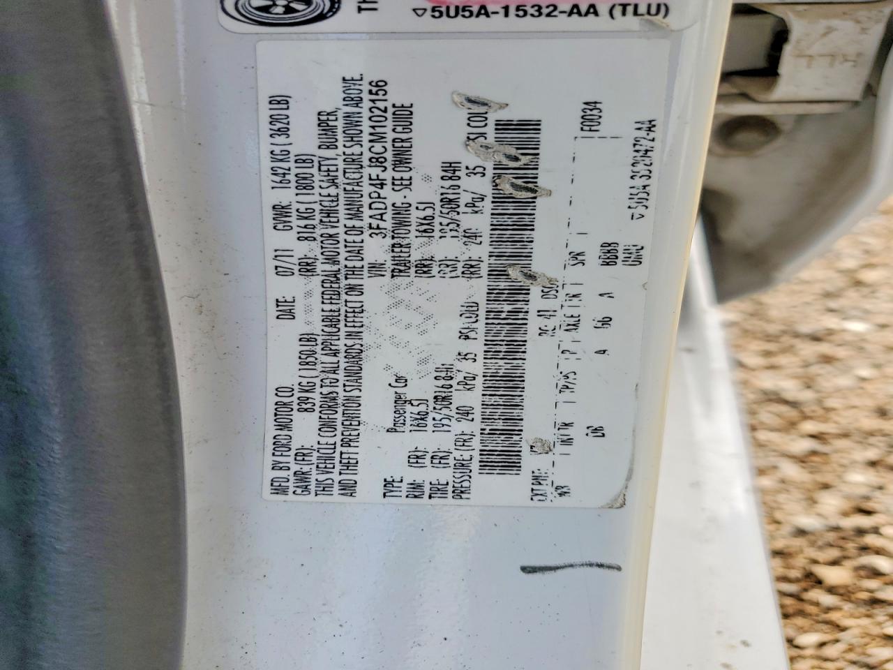 2012 Ford Fiesta Ses White vin: 3FADP4FJ8CM102156