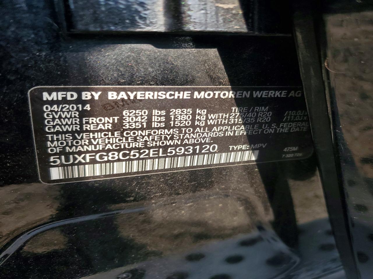 2014 Bmw X6 Xdrive50i Black vin: 5UXFG8C52EL593120