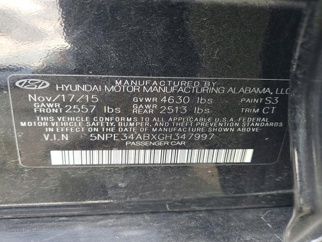 2016 Hyundai Sonata Sport 2.0t Black vin: 5NPE34ABXGH347997