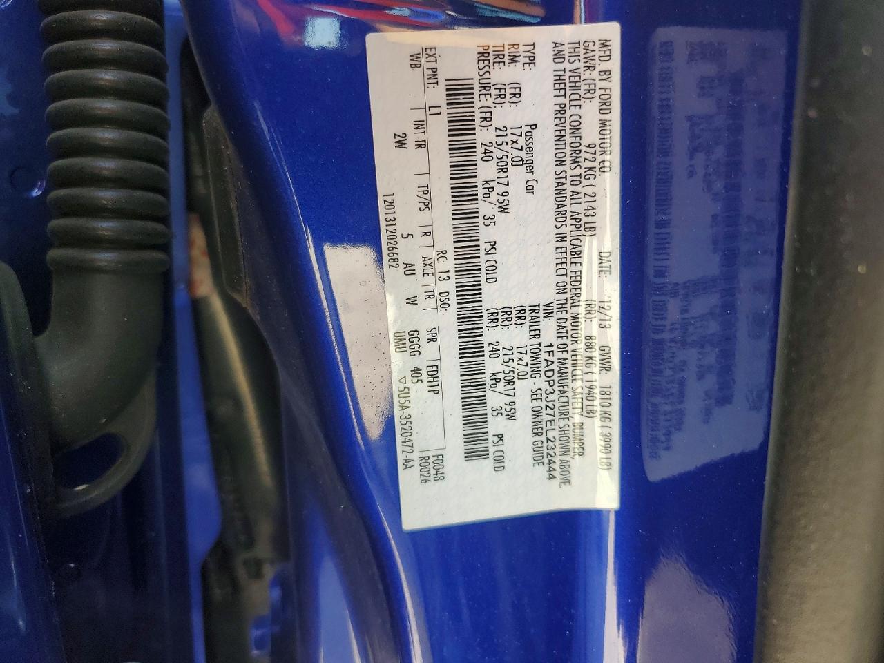 2014 Ford Focus Titanium Blue vin: 1FADP3J27EL232444