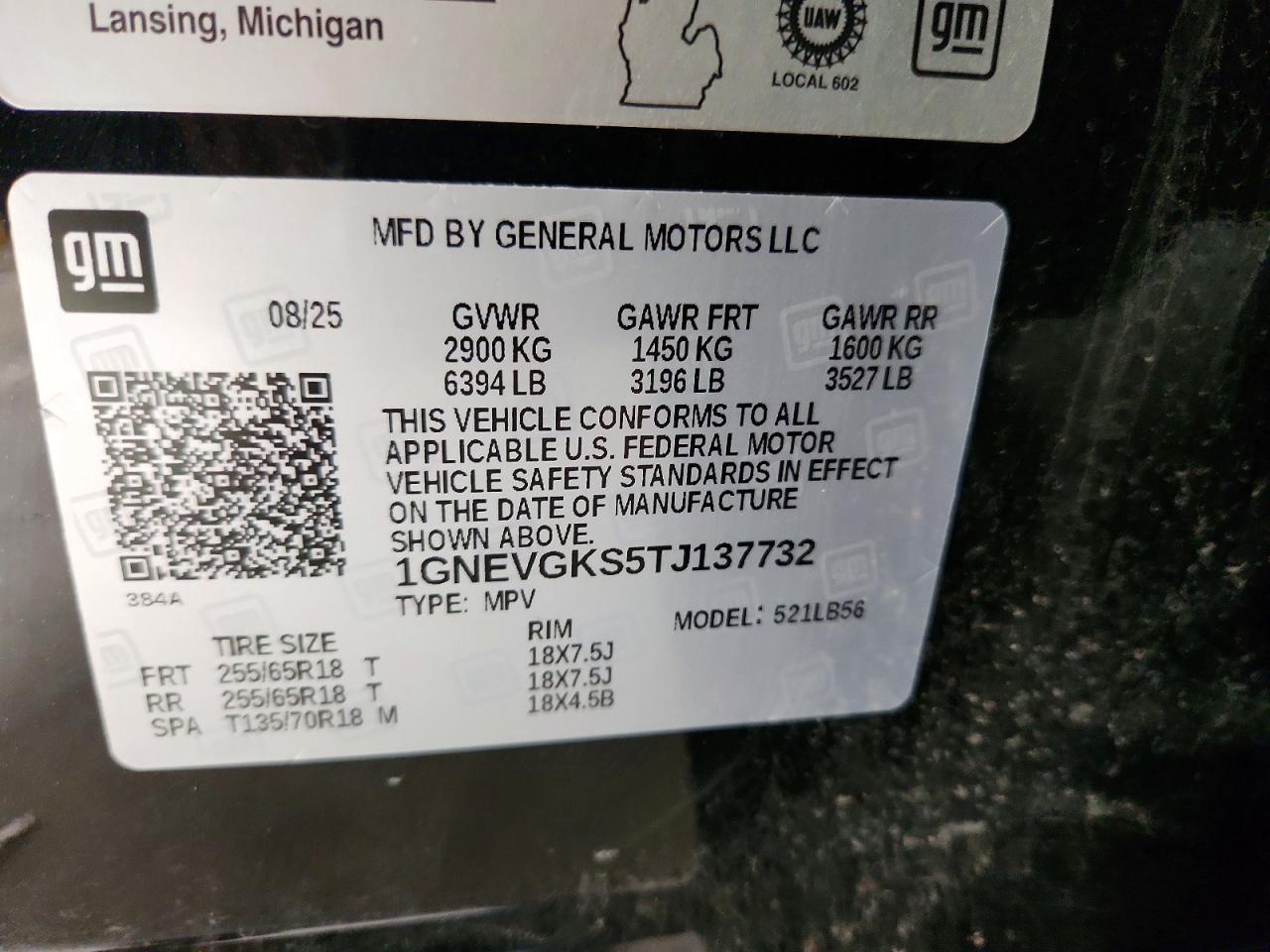 2026 Chevrolet Traverse Lt Black vin: 1GNEVGKS5TJ137732