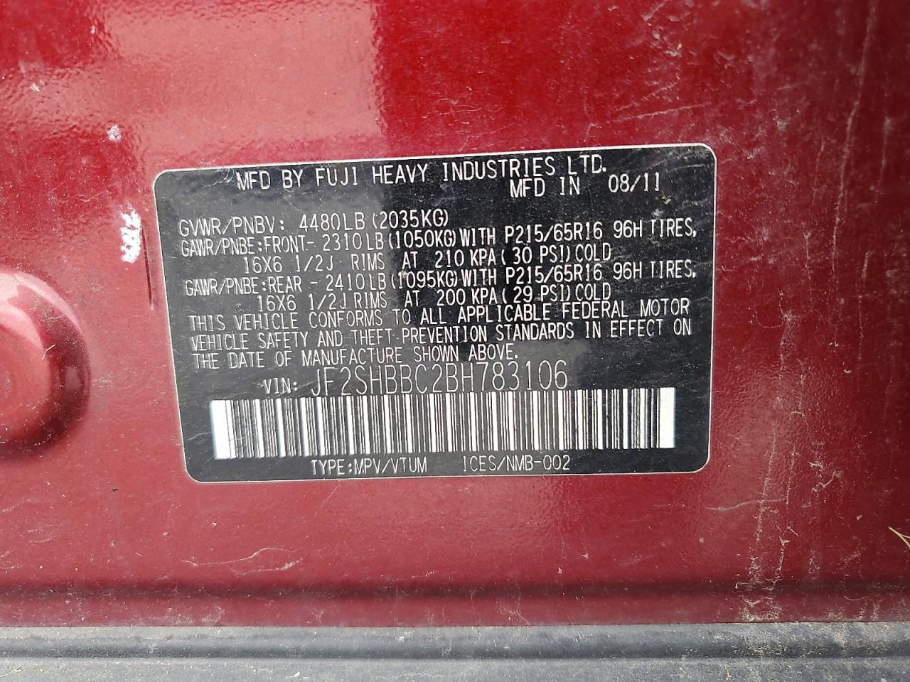 2011 Subaru Forester 2.5x Red vin: JF2SHBBC2BH783106