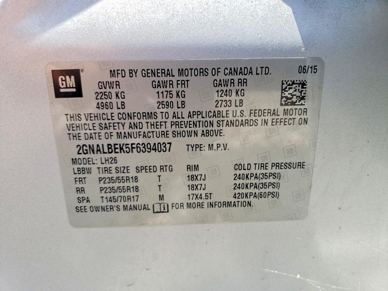 2015 Chevrolet Equinox Lt Silver vin: 2GNALBEK5F6394037