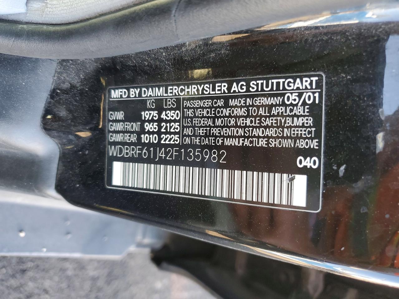 2002 Mercedes-benz C 240 Black vin: WDBRF61J42F135982