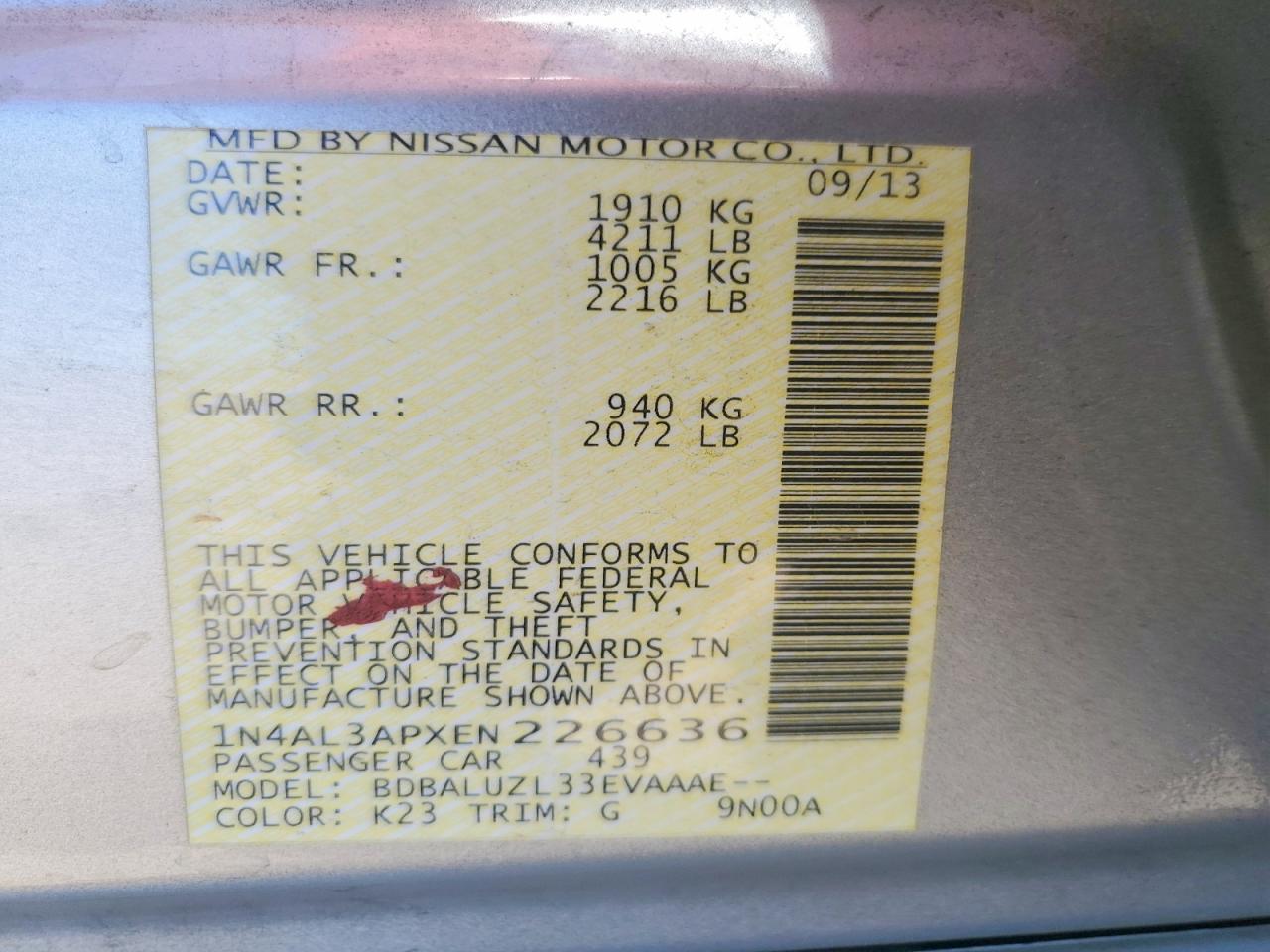 2014 Nissan Altima 2.5 Silver vin: 1N4AL3APXEN226636