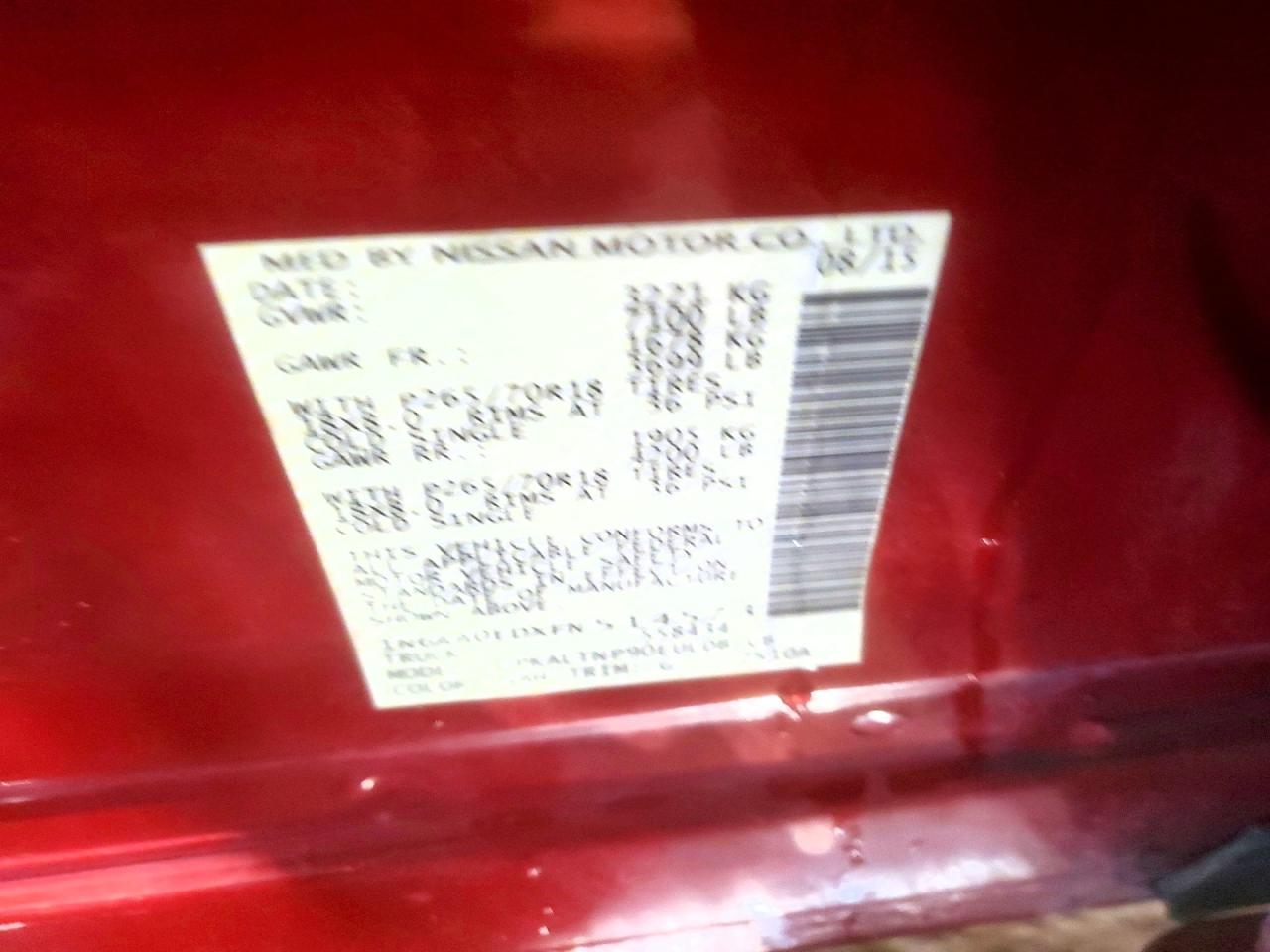 2015 Nissan Titan Sv Red vin: 1N6AA0EDXFN514573