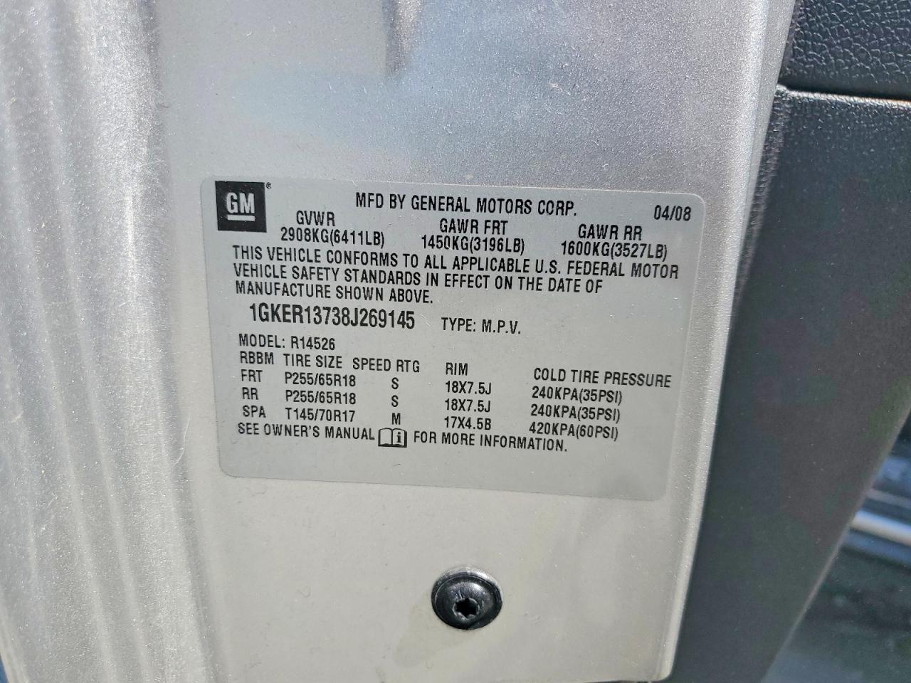 2008 Gmc Acadia Sle Серебряный vin: 1GKER13738J269145