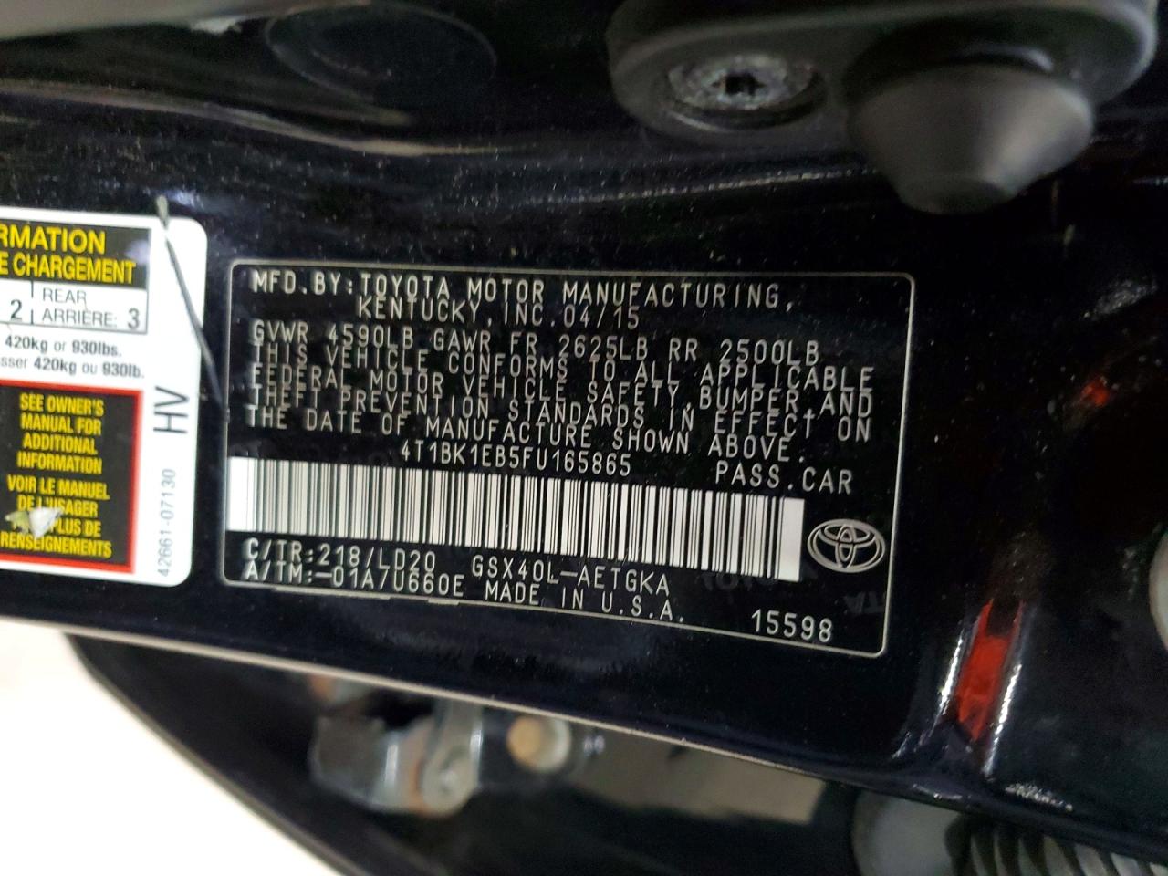 2015 Toyota Avalon Xle Черный vin: 4T1BK1EB5FU165865