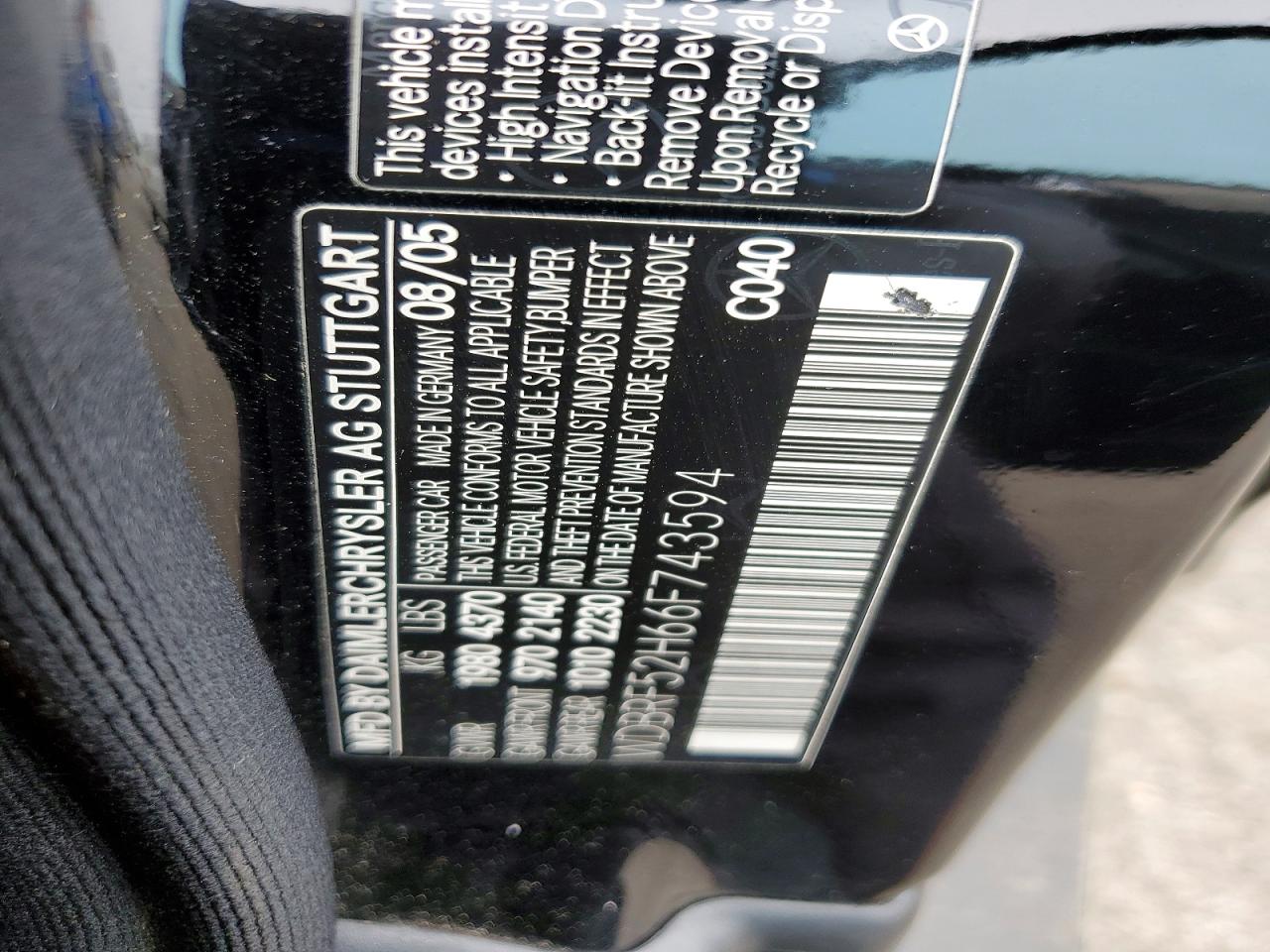 2006 Mercedes-benz C 230 Black vin: WDBRF52H66F743594