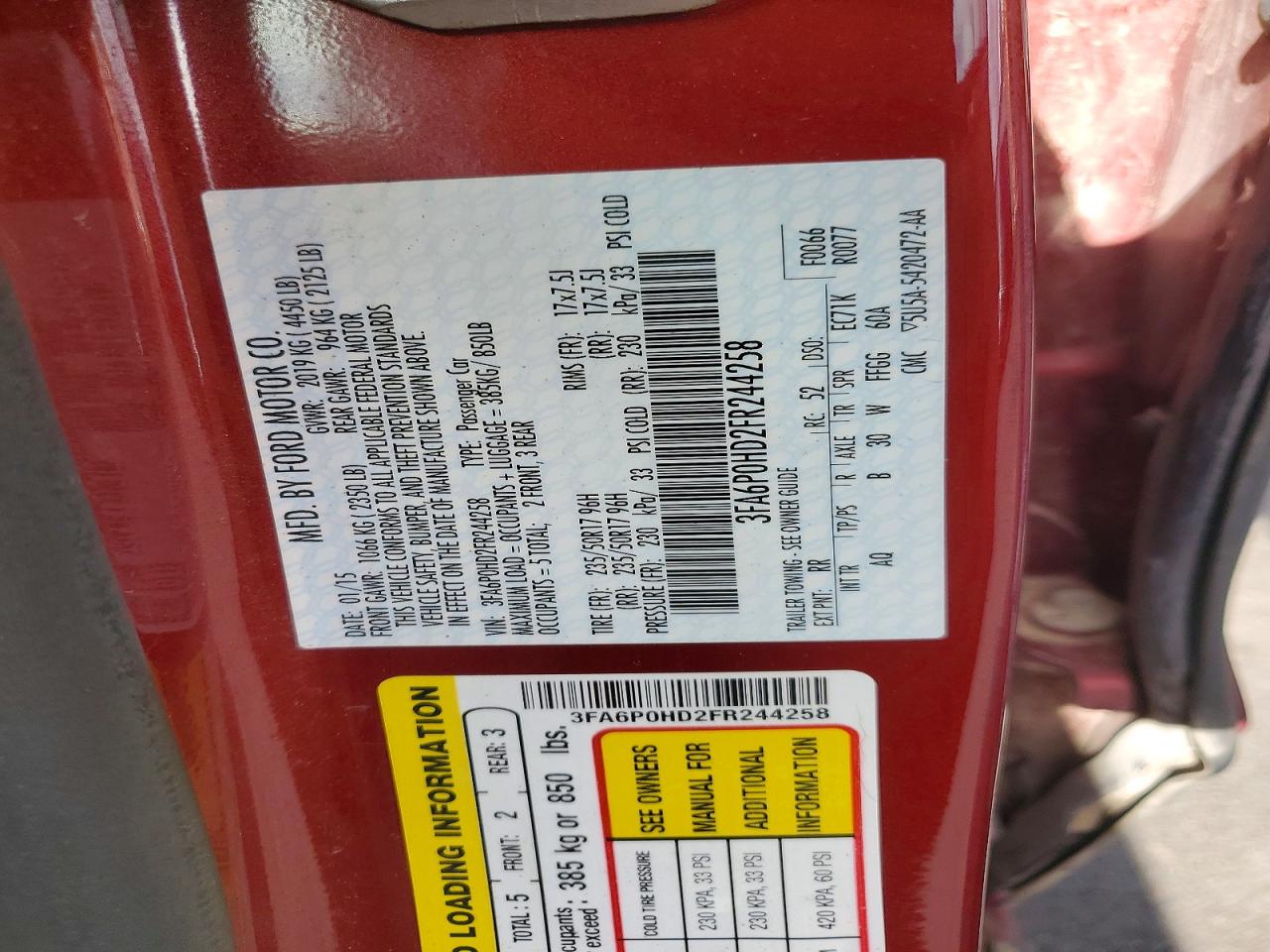 2015 Ford Fusion Se Red vin: 3FA6P0HD2FR244258