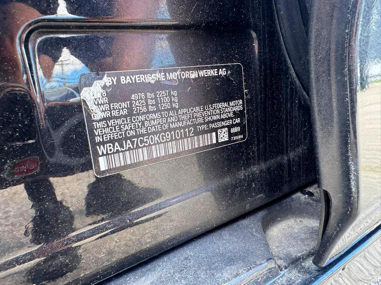 2019 Bmw 530 Xi Charcoal vin: WBAJA7C50KG910112