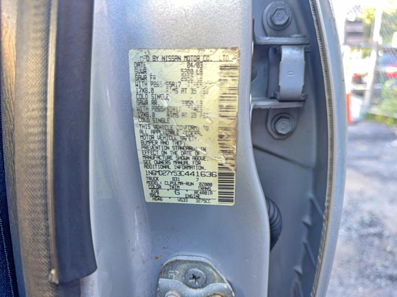 2003 Nissan Frontier Sve-v6 Silver vin: 1N6MD27Y53C441636