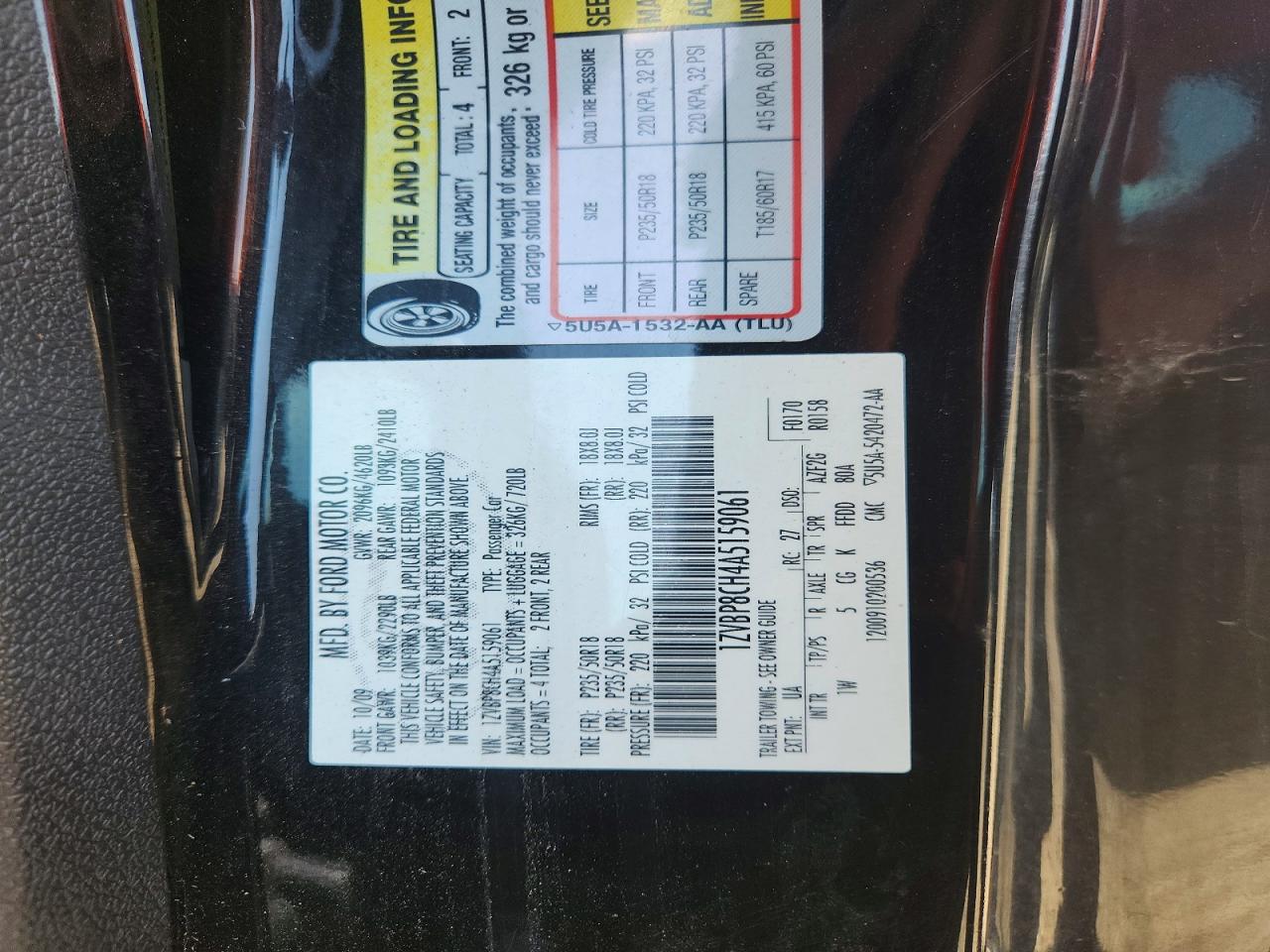 2010 Ford Mustang Gt Black vin: 1ZVBP8CH4A5159061