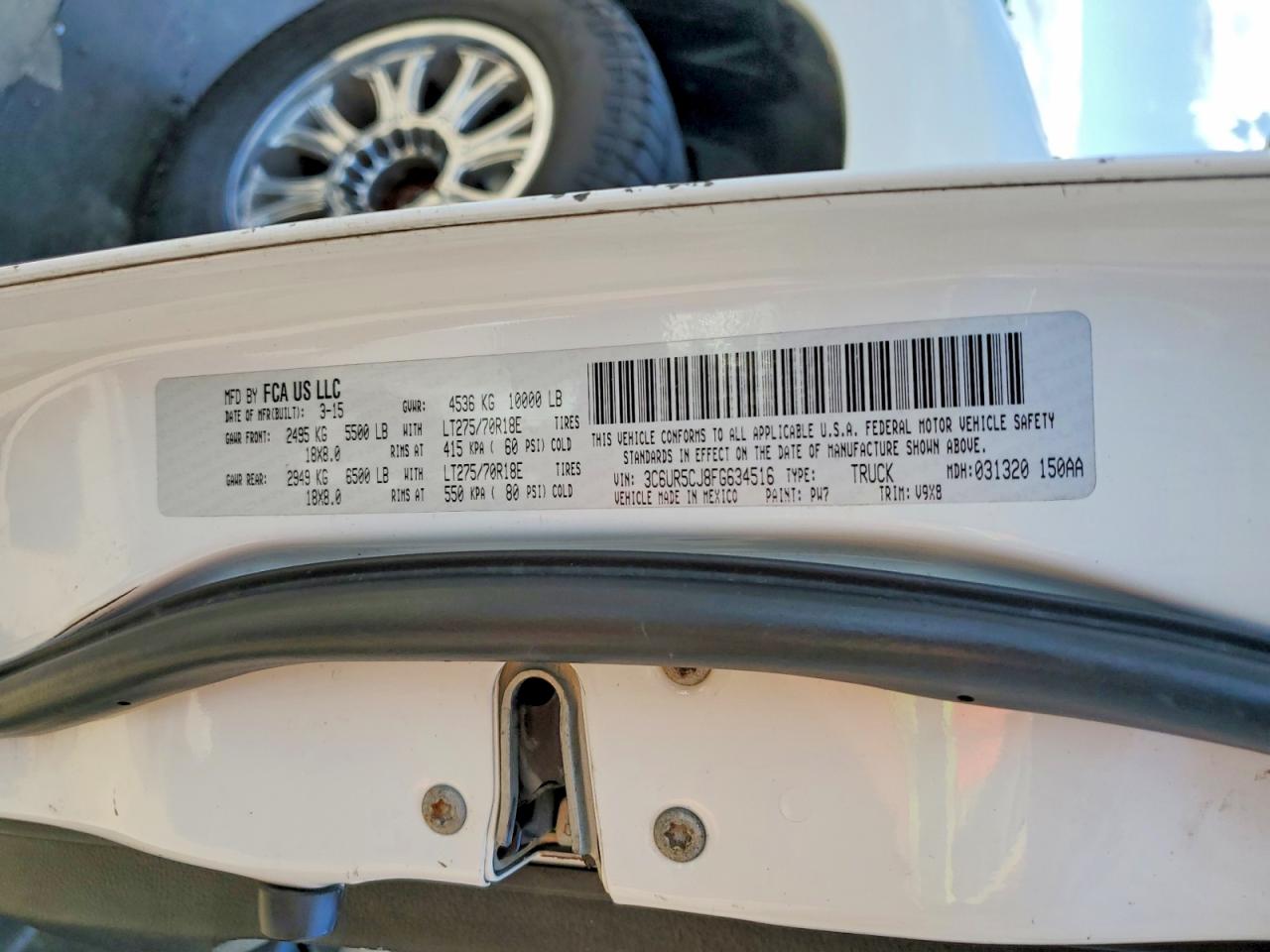 2015 Ram 2500 St White vin: 3C6UR5CJ8FG634516