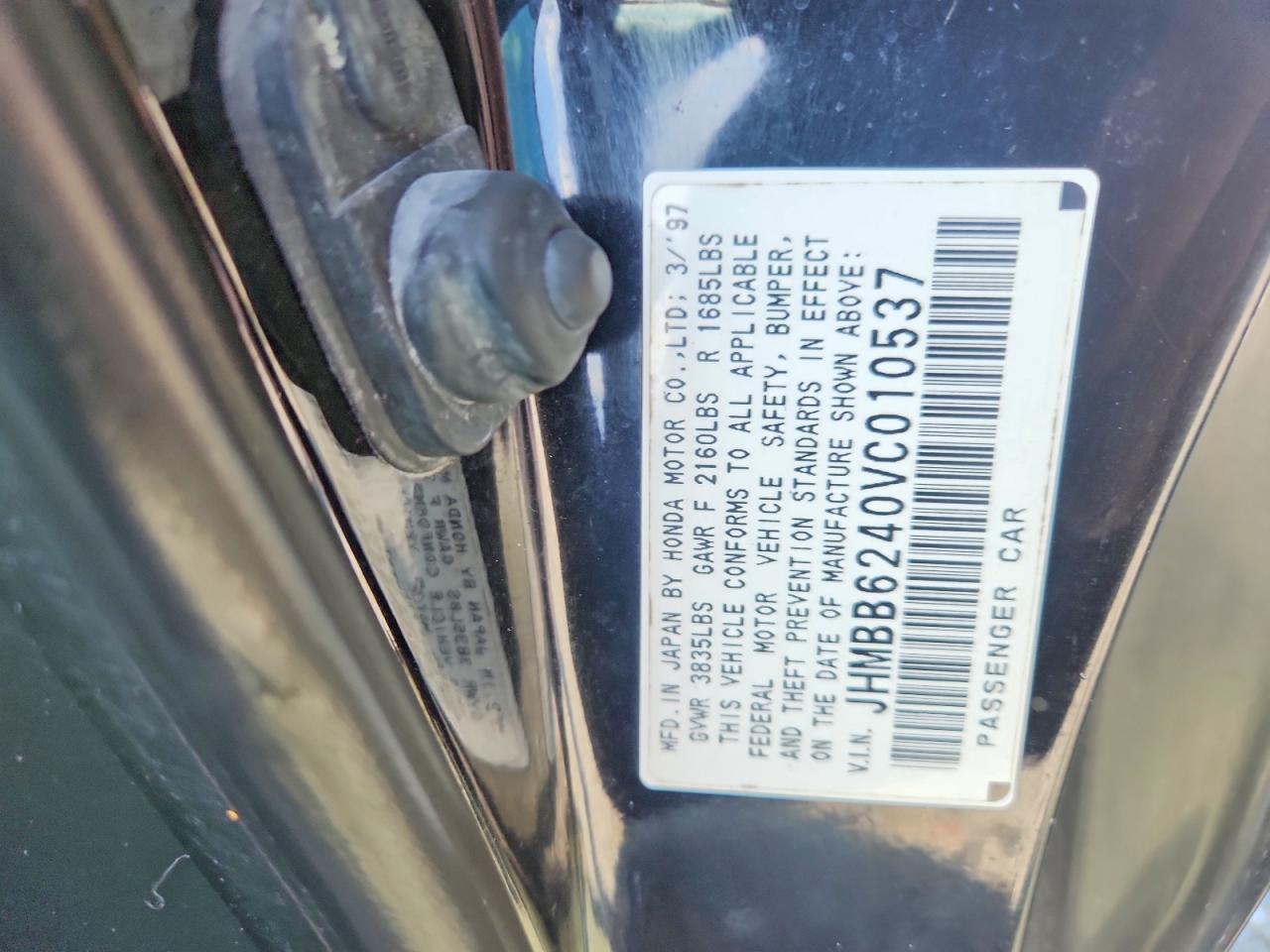 1997 Honda Prelude Black vin: JHMBB6240VC010537