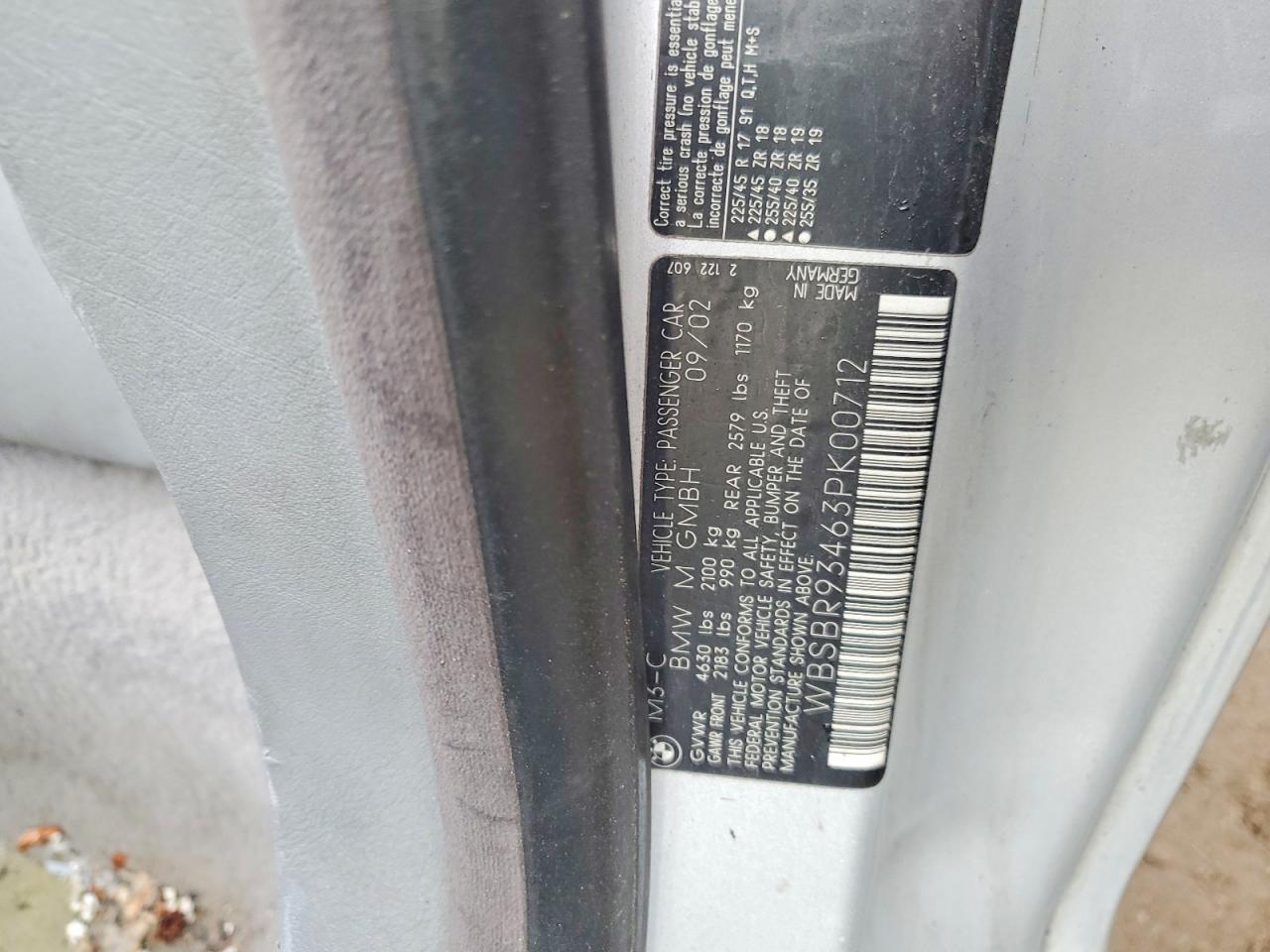 2003 Bmw M3 Silver vin: WBSBR93463PK00712