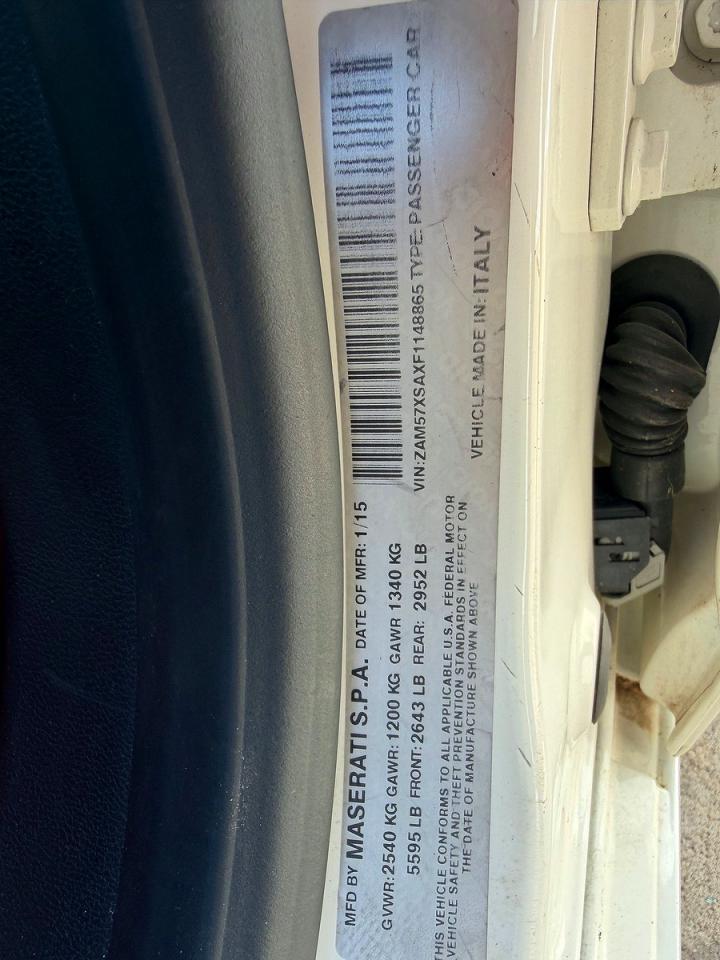 2015 Maserati Ghibli White vin: ZAM57XSAXF1148865