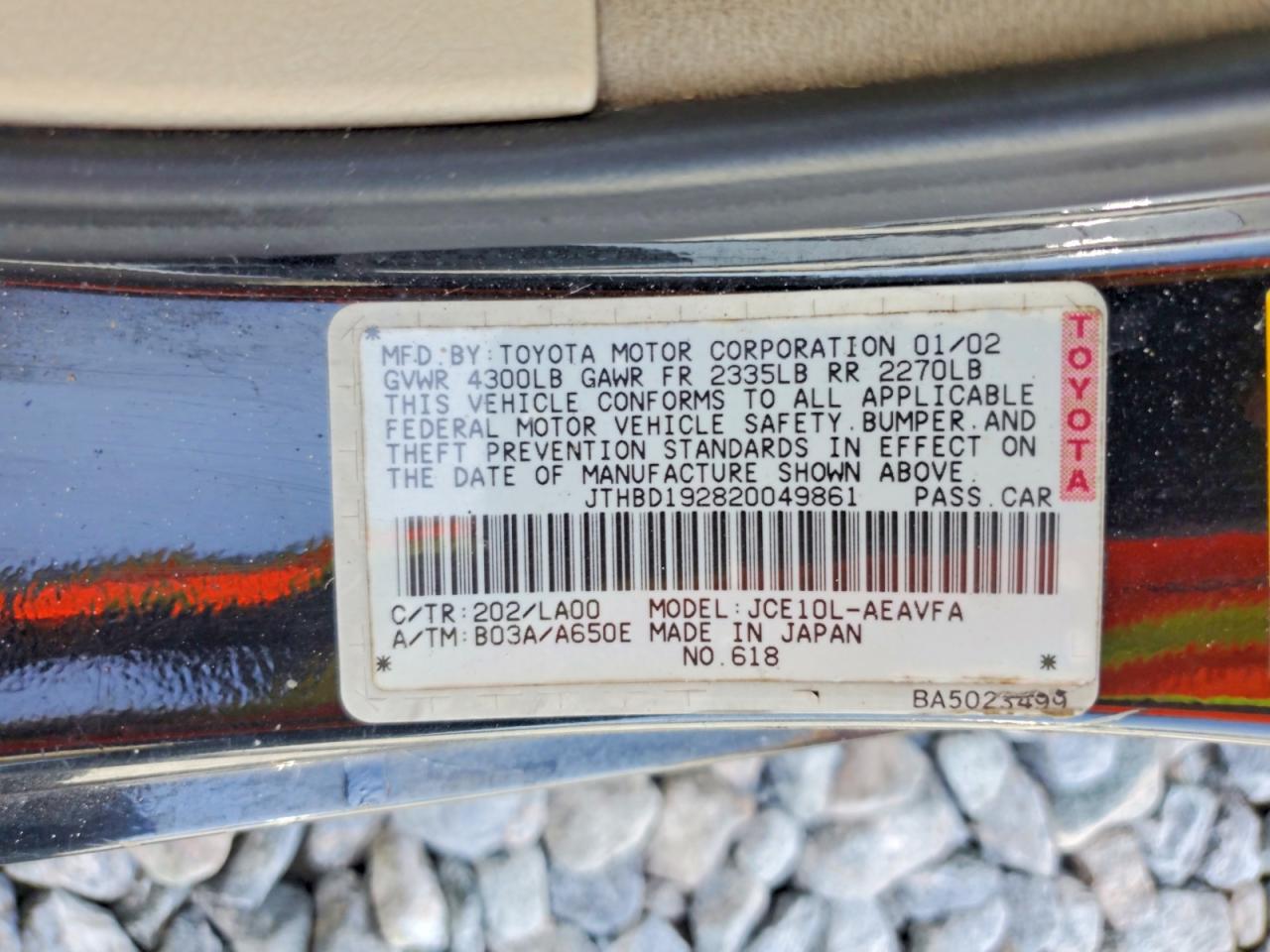 2002 Lexus Is 300 Черный vin: JTHBD192820049861