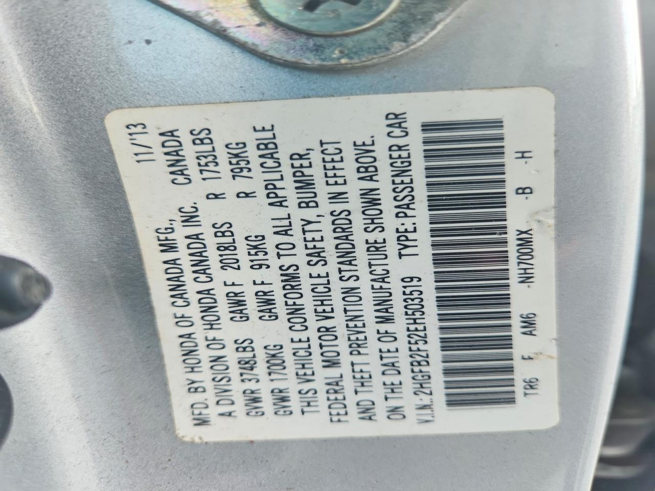 2014 Honda Civic Lx Silver vin: 2HGFB2F52EH503519