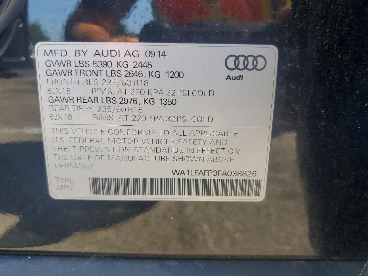 2015 Audi Q5 Premium Plus Black vin: WA1LFAFP3FA038826
