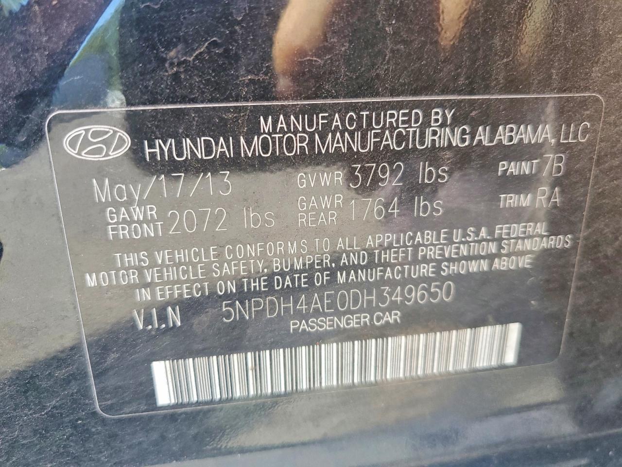 2013 Hyundai Elantra Gls Черный vin: 5NPDH4AE0DH349650