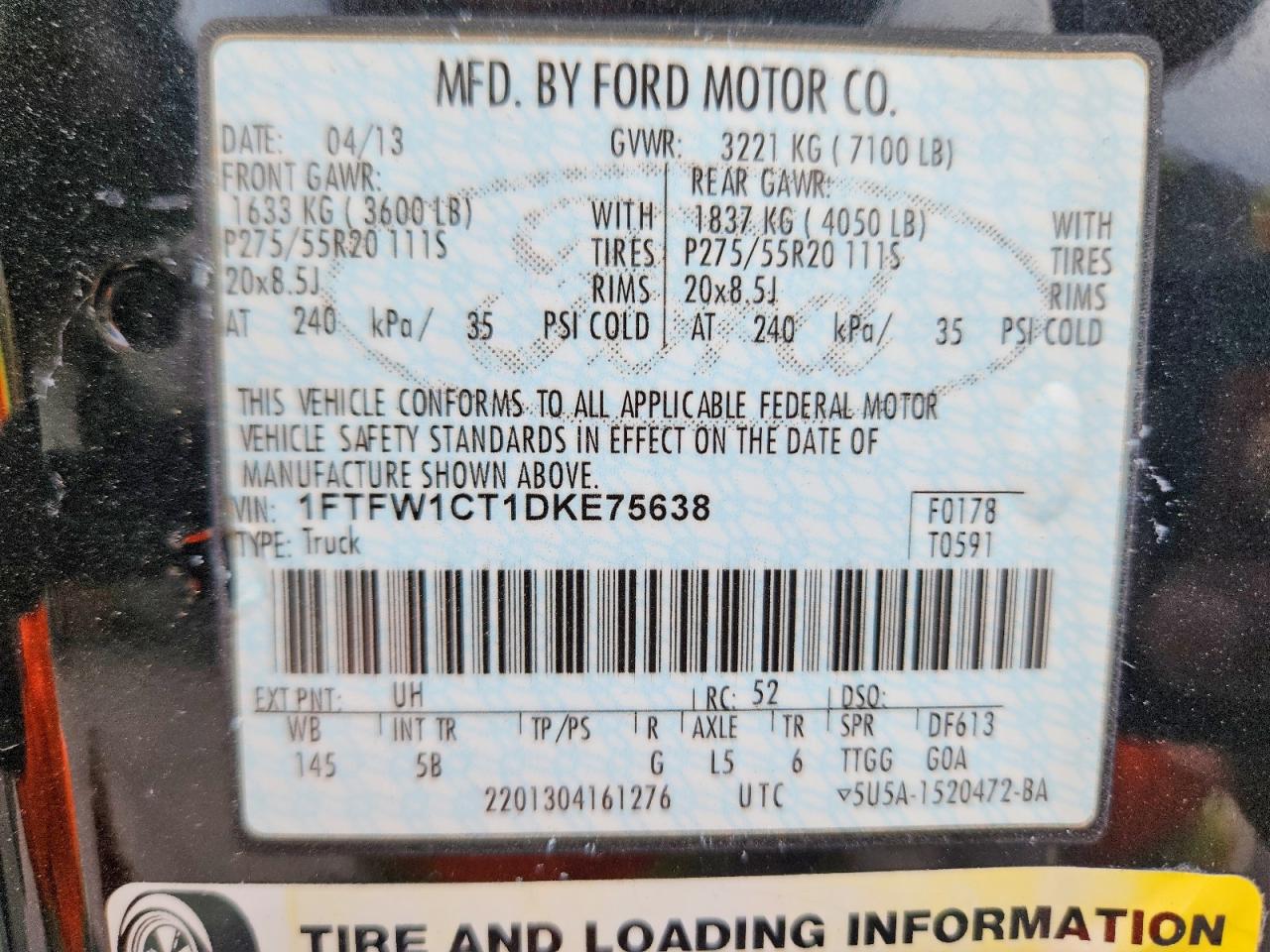 2013 Ford F150 Supercrew Черный vin: 1FTFW1CT1DKE75638