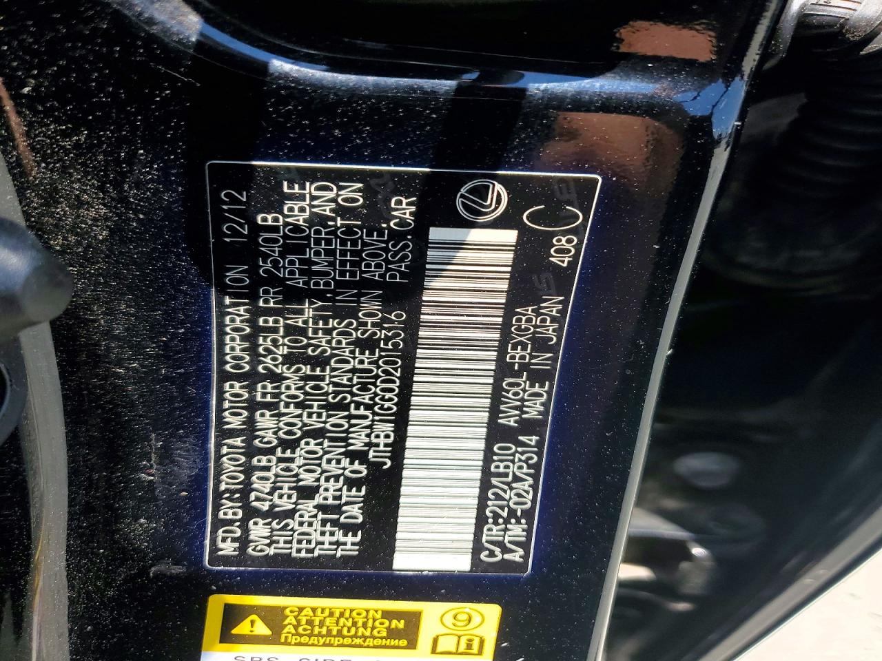 2013 Lexus Es 300h Black vin: JTHBW1GG0D2015316